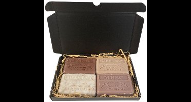 Zeep brievenbuscadeau: Vanille, Kokosmelk, Zijde melk, Musc - warme zoete geuren - cadeau