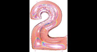 Folieballon Cijfer 2 Glitter Rose Gold (102cm)