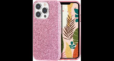 Hoesje Geschikt voor iPhone 13 Pro Max Hoesje Glitters Siliconen Roze - Glitter Hoesje Geschikt voor iPhone 13 Pro Max hoesje TPU Case - Cover