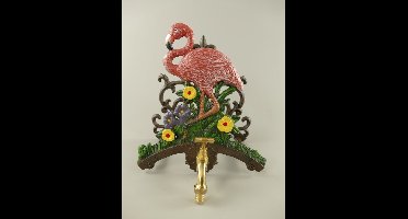 Maddeco - gietijzeren tuinslanghouder voorzien van kraantje - flamingo