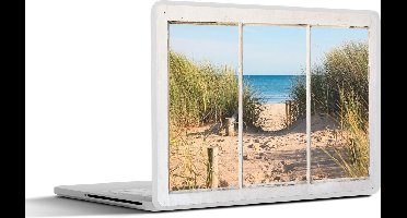 Laptop sticker - 10.1 inch - Doorkijk - Strand - Zee - 25x18cm - Laptopstickers - Laptop skin - Cover