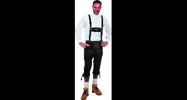 Wilbers & Wilbers - Boeren Tirol & Oktoberfest Kostuum - Lange Lederhose Karl-Heinz Zwart Man - Zwart - Maat 46 - Bierfeest - Verkleedkleding