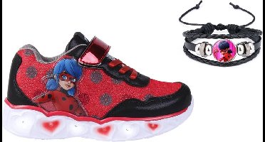 Ladybug Miraculous  - Sneakers  - met lichtjes - maat 32 - binnenmaat 20 cm - met armband