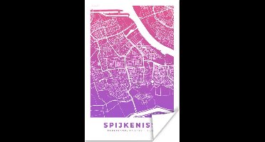 Poster Stadskaart - Spijkenisse - Nederland - Paars - 20x30 cm - Plattegrond