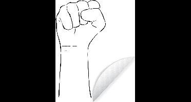 WallCircle - Muurstickers - Behangcirkel - Abstracte line art van een hand in de vorm van een vuist vierkant - ⌀ 30 cm - Muurcirkel - Zelfklevend - Ronde Behangsticker
