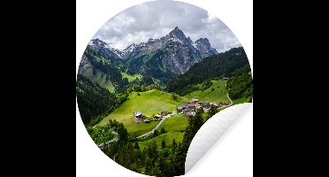WallCircle - Muurstickers - Behangcirkel - Bergen in Oostenrijk - ⌀ 30 cm - Muurcirkel - Zelfklevend - Ronde Behangsticker