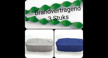 3 stuks BRANDVERTRAGENDE Draaiguirlande Groen/ Wit/ Blauw, 72 meter, Carnaval, Verjaardag , Themafeest