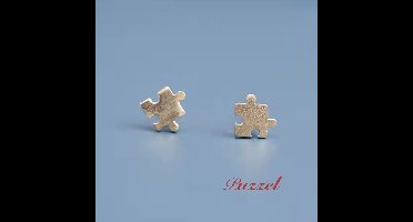 Gading® Oorknopjes goud - meisje dames Oorknoppen - Puzzel - 6mm 6mm - zilver 925