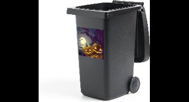 Container sticker Twee pompoenen tijdens een Halloween avond in een tekening - 40x40 cm - Kliko sticker