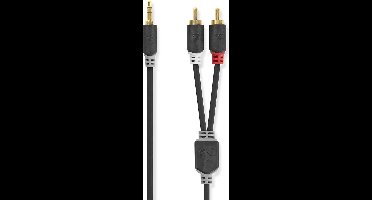 Nedis Stereo-Audiokabel - 3,5 mm Male - 2x RCA Male - Verguld - 2.00 m - Rond - Antraciet - Doos
