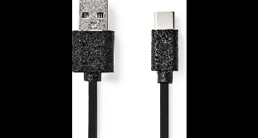 USB-Kabel - USB 2.0 - USB-A Male - USB-C Male - 2.5 W - 480 Mbps - Vernikkeld - 1.00 m - Rond - PVC - Zwart - Label
