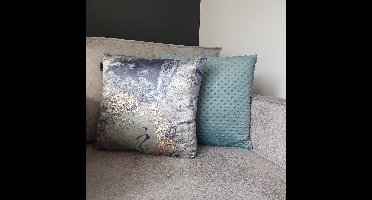 Unique Living Kussen – Sierkussen – Kussens Woonkamer – Set van 2 – Mix Set – Velvet – Marmer – Noppen – Luxe Kussens – 45x45 cm – (Licht)Blauw – Grijs – Goud – Mineraal Blauw