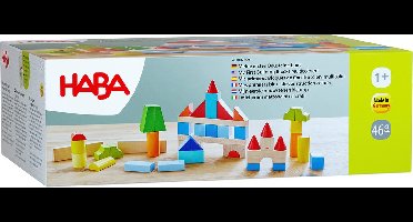Haba bouwstenen set kleurrijk 46-delig houten speelgoed voor kinderen.