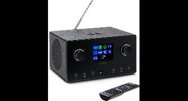 MEDION P85444 2.1 internetradio met subwoofer (DAB+, FM-radio, Spotify Connect, wifi, Bluetooth, streaming, equalizer, kleurendisplay, USB, AUX, wekker, sluimerfunctie, slaaptimer) zwart
