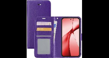 Hoesje - Met Pasjeshouder - Geschikt voor OnePlus Nord CE4 - Luxe Bookcase Portemonee - Flip Case - Kunstleer Book Case - Flipcase - Book Cover - Walletcase - Portemonneehoes - Paars