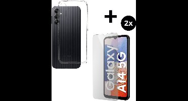 Mobiparts Classic TPU hoesje geschikt voor Samsung Galaxy A14 (2023) 4G met 2 Screenprotectors van Gehard Glas - Transparant