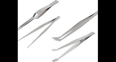 FX Tools Pincetten set 4-delig - zilver - RVS metaal - verschillende toepassingen
