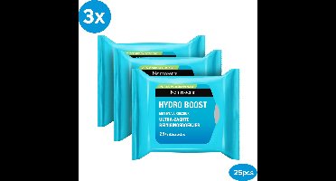 Neutrogena Hydro Boost Aqua reinigingsdoekjes - gezichtsreiniging - met hyaluronzuur en een hydraterende crème - 3 x 25 stuks