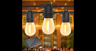 Solar LED Lichtsnoer - 10 transparante LED bulbs - Warm wit - 10m - IP44