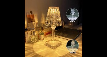DABI LED Kristal lamp - Nachtlamp - Tafellamp - Sfeerlamp – Aanpasbare Licht kleuren warm wit/koud wit – Touch Switch - Oplaadbaar