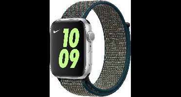 Apple Watch geweven sportbandje - Nike -  Voor Apple Watch 3/4/5/6/7/8/SE 38/40/41mm - Sequoia/Platina