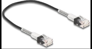 Delock RJ45 Network Cable with double bend protection Cat.6A UTP Slim 0.3 m black
