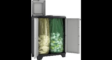 Keter Split Premium Buitenprullenbak - 68x39x92cm - Zwart/Grijs