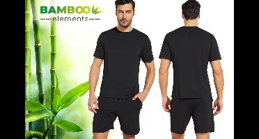 Bamboo Elements – Pyjama Heren – Shortama Heren – Pyjama Heren Volwassenen – Shortama’s – Pyjama Set – Zwart XXL