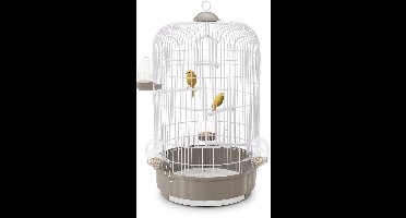 Imac Vogelkooi Luna Taupe - Compacte Ronde Kooi 40x40x65.5cm - Geschikt voor Kanaries, Met Schuiflade en Zitstokken