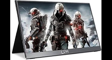 Lipa HDR-60 portable monitor Full HD 17.3 inch - Draagbaar scherm - Computerscherm - Beeldscherm - 144 Hz - HDMI - 2x USB C - Met hoes en kickstand - Ook voor game consoles - Freesync - 1920 x 1080 pixels - Dual Speakers - Energiezuinig