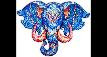 Houten Puzzel Olifant Hoofd – 124 Unieke Puzzelstukjes – A3 Formaat Grote Houten Legpuzzel – Dieren Puzzelspel – Educatief Denkspel – Inclusief Opbergetui – Engelhart
