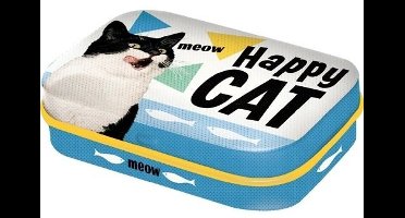 Happy Cat - Pepermunt - Metalen Blikje - Mint Box 4 x 6 cm