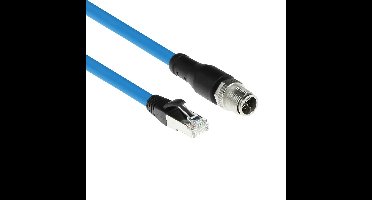 ACT Industrial 5,00 meter Sensor kabel M12X 8-polig male chassis naar RJ45, Superflex SF/UTP TPE kabel, afgeschermd