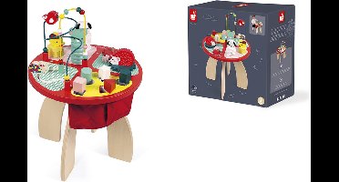 Janod Baby Forest - Houten Activiteitentafel - Met 4 Verschillende Speelgebieden - Geschikt Vanaf 12 Maanden
