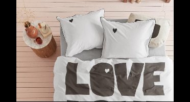 Vtwonen Bold Love dekbedovertrek - Tweepersoons - 200x200/220 cm - Naturel