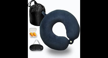 Reiskussen Memory Foam nekkussen voor reizen w/slaapmasker/oordopje/zakje, neksteunkussen Quick Pack Lichtgewicht voor Camping, auto, vliegtuig