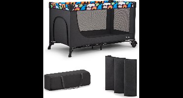 Kinderkraft JOY 2 - Reisbed 2-in-1 - Voor baby's tot 15 kg - Snel en eenvoudig inklapbaar - Happy Shapes