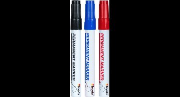 Kwb Markeerstiften - 3x stuks - blauw / rood / zwart - oliebestendig en waterbestendig