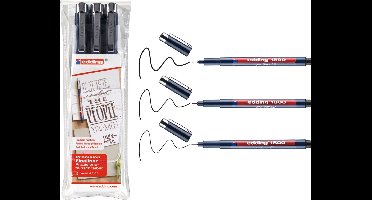 edding 1800 precisie fineliner set van 3 (0.2, 0.3, 0.5 mm puntdikte) - zwart - schrijven en schetsen op lichtgekleurd papier - watervaste pigmentinkt