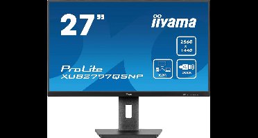 iiyama ProLite XUB2797QSNP-B1 - 27 inch - QHD - IPS - USB-Hub (4x) - Verstelbaar - USB-C Dock - KVM-switch