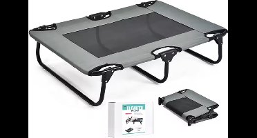 TOPMAST STRETCHER - HONDENSTRETCHER HONDENBED OUTDOOR - 125 X 83 CM - Antraciet - Luchtdoorlatend