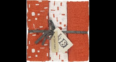 Briljant Baby Multidoek Hydrofiel XL Art - Swaddle - Inbakerdoek - 120 x 120 - Terra - 3 Stuks