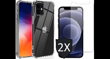 Hoesje geschikt voor iPhone 13 Mini - Shock Proof Case met 2x Screenprotector - Transparant