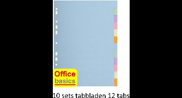 10 x Office Basics Tabbladen - 12 tabs - karton - beschrijfbaar