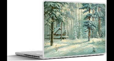 Laptop sticker - 11.6 inch - Sneeuw - bos - Hut - 30x21cm - Laptopstickers - Laptop skin - Cover