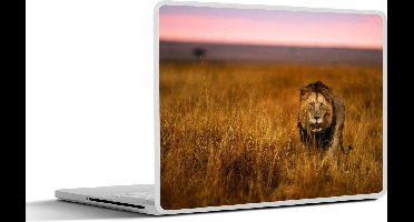 Laptop sticker - 14 inch - Leeuw - Savanne - Gras - 32x5x23x5cm - Laptopstickers - Laptop skin - Cover