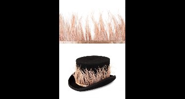 Struisvogelveer op band bruin 3m