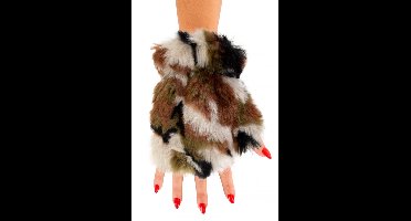 Vingerloze handschoenen pluche camouflage