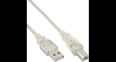 USB naar USB-B kabel - USB2.0 - tot 0,5A / transparant - 10 meter