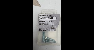 Deurkruk stelbout met vierkante kop. Verzinkt. m5 x 22 mm. lang. 3 stuks. Deltafix.